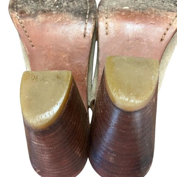 Frye Carolina Ash Womens Suede Leather Slingback Chunky Heel Shoes Booties sz 6 - Picture 14 of 16